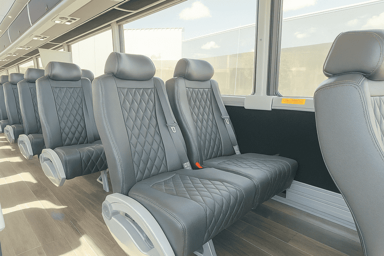 interior of Davie Minibus Company charter bus