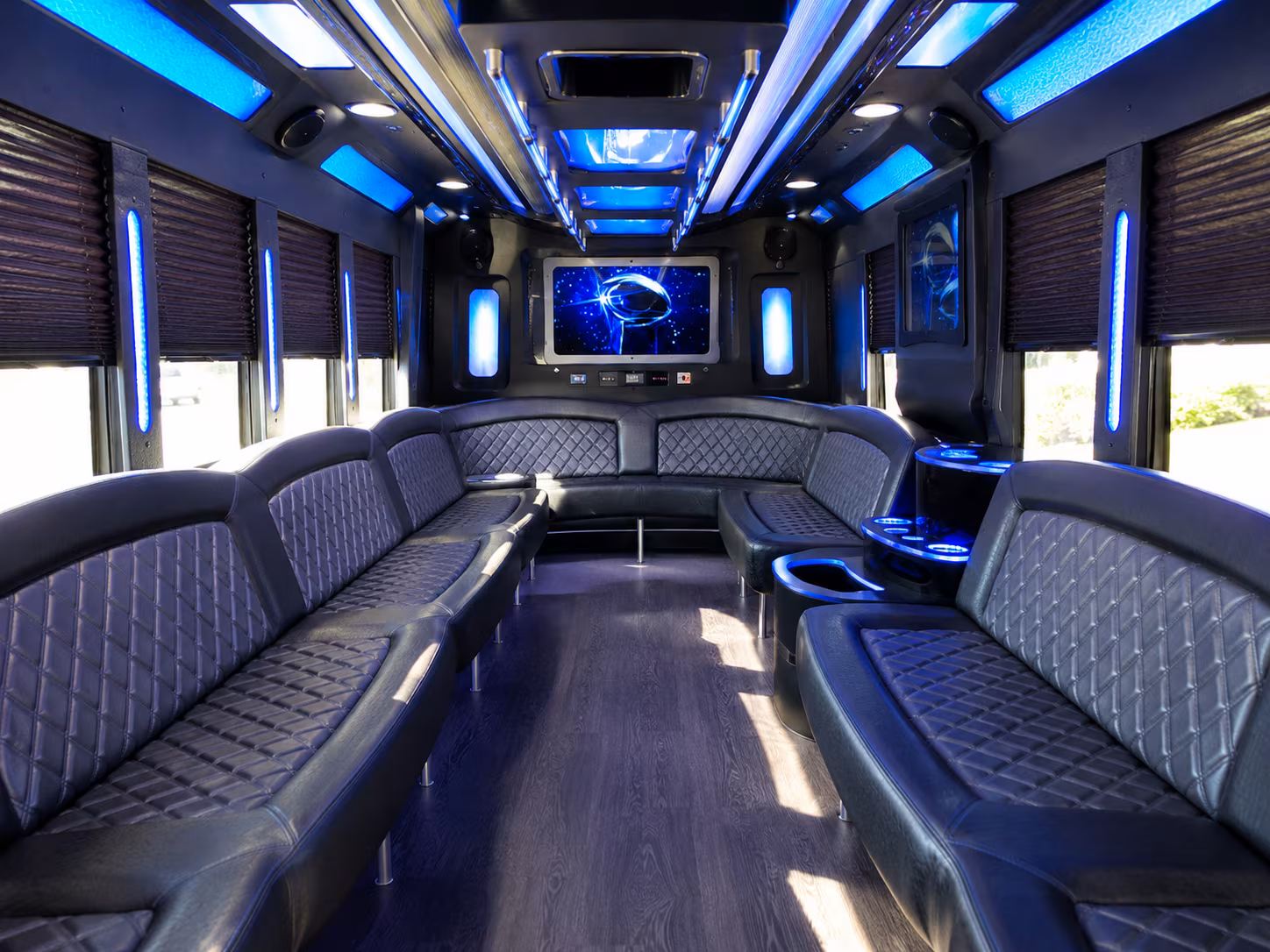 davie 28 passenger party bus inside